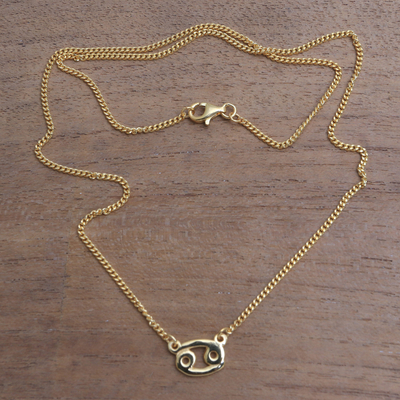 Vergoldete Halskette mit Anhänger aus Sterlingsilber - Halskette mit Krebsanhänger aus 18 Karat vergoldetem Sterlingsilber