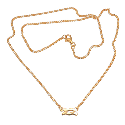 Vergoldete Halskette mit Anhänger aus Sterlingsilber - Halskette mit Wassermann-Anhänger aus 18 Karat vergoldetem Sterlingsilber