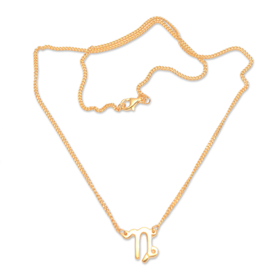 Collar colgante de plata de primera ley recubierta de oro - Collar con colgante de capricornio en plata de primera ley recubierta de oro de 18k