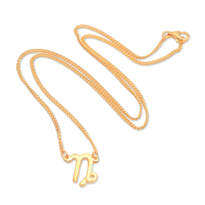 Vergoldete Halskette mit Anhänger aus Sterlingsilber - Halskette mit Steinbock-Anhänger aus 18 Karat vergoldetem Sterlingsilber