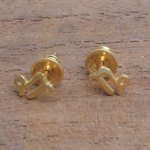 Gold plated sterling silver stud earrings, 'Golden Capricorn' - 18k Gold Plated Sterling Silver Capricorn Stud Earrings