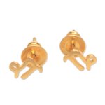 Gold plated sterling silver stud earrings, 'Golden Capricorn' - 18k Gold Plated Sterling Silver Capricorn Stud Earrings