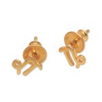Gold plated sterling silver stud earrings, 'Golden Capricorn' - 18k Gold Plated Sterling Silver Capricorn Stud Earrings