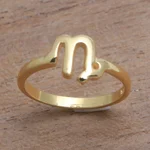 Gold plated sterling silver band ring, 'Golden Capricorn' - 18k Gold Plated Sterling Silver Capricorn Band Ring