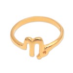 Gold plated sterling silver band ring, 'Golden Capricorn' - 18k Gold Plated Sterling Silver Capricorn Band Ring