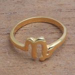 Gold plated sterling silver band ring, 'Golden Capricorn' - 18k Gold Plated Sterling Silver Capricorn Band Ring