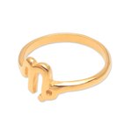 Gold plated sterling silver band ring, 'Golden Capricorn' - 18k Gold Plated Sterling Silver Capricorn Band Ring