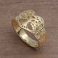 Featured review for Gold plated sterling silver band ring, Lovely Trees