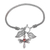 Garnet charm bracelet, 'Dragonfly Dawn' - Garnet Dragonfly Charm Bracelet from Bali thumbail