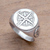 Men's sterling silver signet ring, 'Light the Way' - Men's Sterling Silver Compass Signet Ring from Bali thumbail