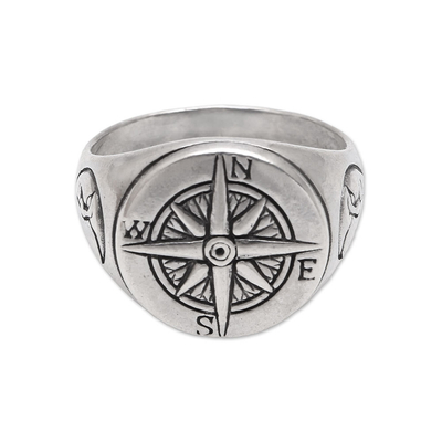 UNICEF Market | Men's Sterling Silver Compass Signet Ring from Bali ...