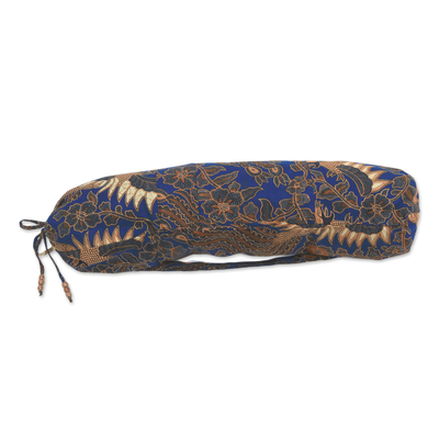 Yoga-Tasche aus Batik-Baumwolle, 'Sawunggaling Bird in Lapis'. - Yoga-Tasche aus Baumwolle mit Vogelmotiv Batik in Lapis aus Bali