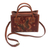 Batik leather shoulder bag, 'Queen of Monarchs' - Handmade Batik and Butterfly Leather Shoulder Bag from Java