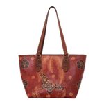 Batik leather shoulder bag, 'Queen of Flowers' - Batik Butterfly Leather Shoulder Bag from Java