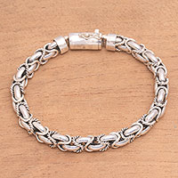 Sterling silver chain bracelet, 'Valiant Spirit'