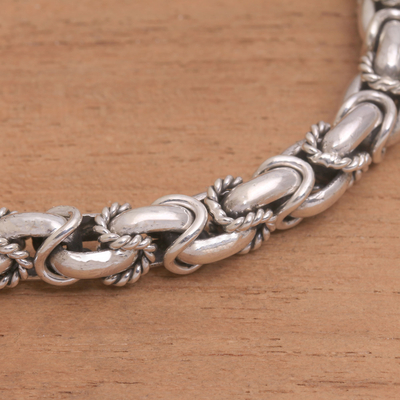 Sterling silver chain bracelet, 'Valiant Spirit' - Handmade Sterling Silver Chain Bracelet from Bali