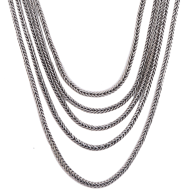 Sterling silver chain necklace, 'Naga Lair' - Sterling Silver Naga Chain Necklace from Bali