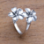 Sterling silver cocktail ring, 'Plumeria Twins' - Floral Sterling Silver Cocktail Ring from Bali (image 2b) thumbail