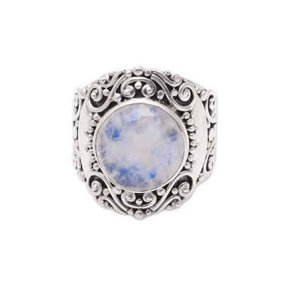 Rainbow moonstone cocktail ring, 'Nighttime Garden' - Rainbow Moonstone Cocktail Ring from Bali