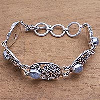 Featured review for Rainbow moonstone link bracelet, Shield of the Gods