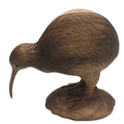 Holzskulptur, 'Kiwi-Vogel'. - Handgeschnitzte Hibiskus-Holz-Kiwi-Vogel-Skulptur aus Bali
