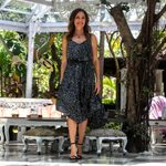 Rayon A-line sundress, 'Mountain Rocks' - Onyx and Bone Grey Rayon A-Line Dress from Bali