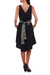 Rayon A-line sundress, 'Midnight Path' - Floral Rayon A-Line Dress in Solid Black from Bali (image 2c) thumbail