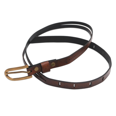 Handcrafted Leather Belt in Brown from Bali
