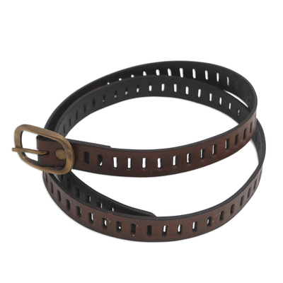 Handmade Brown Leather Belt from Bali