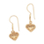 Gold plated sterling silver dangle earrings, 'Love Flowers' - Floral 18k Gold Plated Sterling Silver Heart Dangle Earrings (image 2a) thumbail