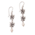 Cultured pearl dangle earrings, 'Lotus Garland' - Lotus Flower Cultured Pearl Dangle Earrings from Bali (image 2a) thumbail