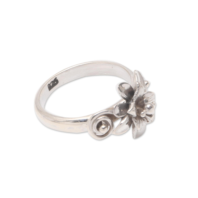 Sterling silver cocktail ring, 'Dreamy Lotus' - Sterling Silver Lotus Flower Cocktail Ring from Bali