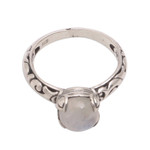 Rainbow moonstone single stone ring, 'Temple Heirloom' - Rainbow Moonstone Single Stone Ring Crafted in Bali