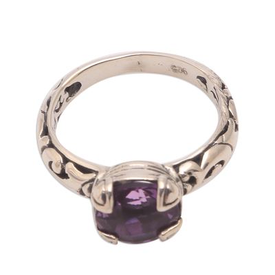 Amethyst Single Stone Ring Crafted in Bali