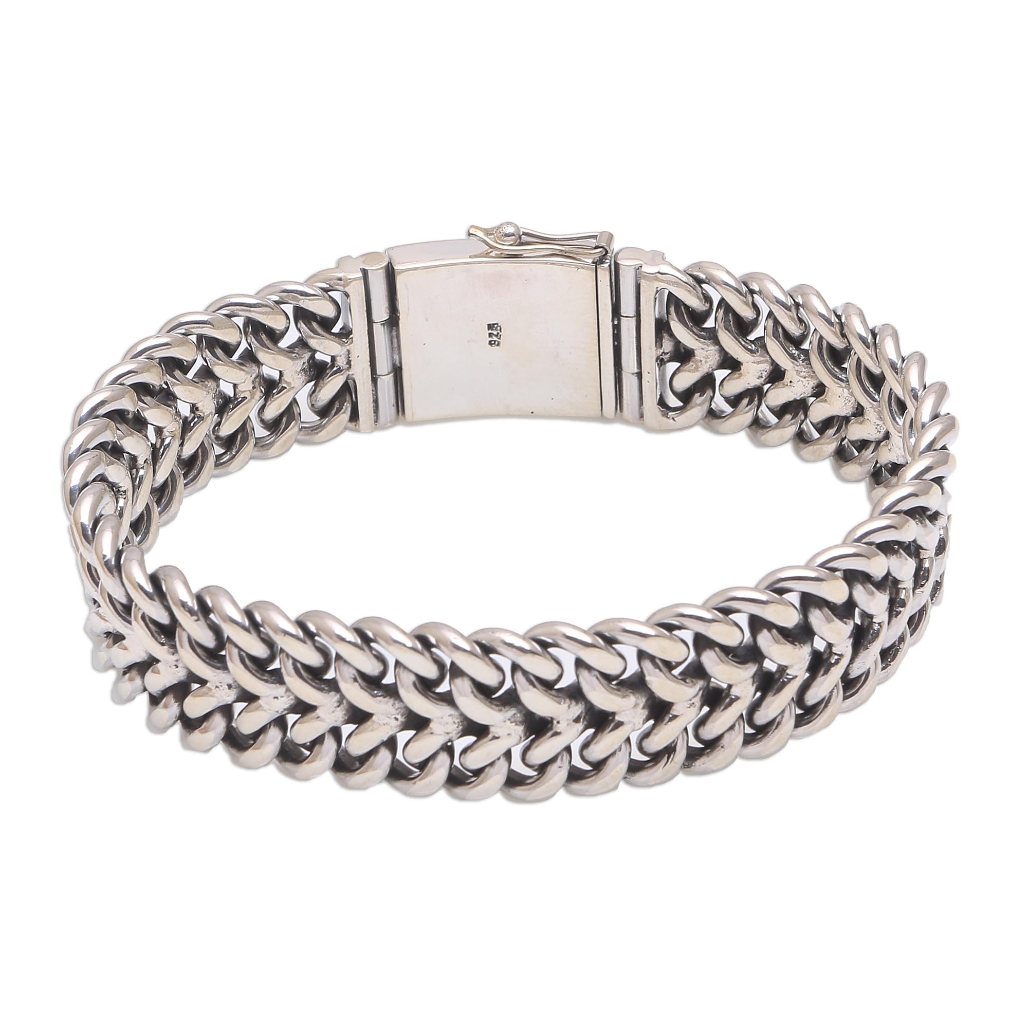 UNICEF Market  Men's Jewelry Sterling Silver Wristband Bracelet from Bali  - New Age Warrior