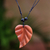 Wood pendant necklace, 'Leaf of My Heart' - Hand-Carved Wood Leaf Pendant Necklace from Bali