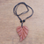 Wood pendant necklace, 'Leaf of My Heart' - Hand-Carved Wood Leaf Pendant Necklace from Bali