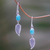Magnesite dangle earrings, 'Leaves of Hope' - Leaf Motif Magnesite Dangle Earrings from Bali