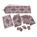 Ikat cotton table linen set, 'Jogja Maze' (set for 8) - Geometric Ikat Cotton Table Linen Set from Java (Set for 8)