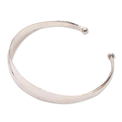 Sterling silver cuff bracelet, 'Merging Paths' - Triple Arc Hammered Finish Sterling Silver Cuff Bracelet