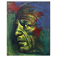 'Pablo Picasso' - Signed Expressionist Painting of Pablo Picasso from Bali