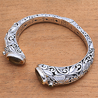 Citrine and peridot cuff bracelet, 'Butterfly Palace'