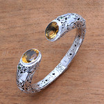 Citrine and peridot cuff bracelet, 'Butterfly Palace' - Citrine and Peridot Butterfly Cuff Bracelet from Bali