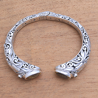 Citrine and peridot cuff bracelet, 'Butterfly Palace' - Citrine and Peridot Butterfly Cuff Bracelet from Bali