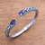 Amethyst cuff bracelet, 'Hint of Twilight' - Amethyst and Sterling Silver Floral Motif Cuff Bracelet (image 2b) thumbail