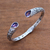 Amethyst cuff bracelet, 'Garden at Twilight' - Amethyst Sterling Silver Floral Motif Cuff Bracelet (image 2) thumbail