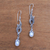 Cultured pearl dangle earrings, 'Double Tendrils' - Cultured Pearl and Sterling Silver Dangle Earrings from Bali
