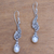Cultured pearl dangle earrings, 'Elegant Tendrils' - Cultured Pearl and Sterling Silver Scrolls Dangle Earrings