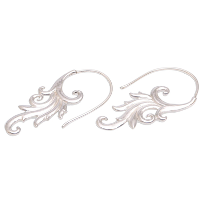 Sterling silver drop earrings, 'Angel Wing Bloom' - Sterling Silver Blooming Flower Motif Drop Earrings