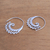 Sterling silver half-hoop earrings, 'Fronds Unfurled' - Sterling Silver Elegant Leaf Motif Half-Hoop Earrings
